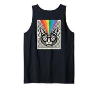 Third Eye Cat Rainbow Rays Trippy Optical (Parte Trasera de Arte) Camiseta sin Mangas