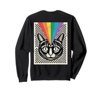Third Eye Cat Rainbow Rays Trippy Optical (Parte Trasera de Arte) Sudadera