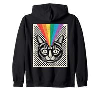 Third Eye Cat Rainbow Rays Trippy Optical (Parte Trasera de Arte) Sudadera con Capucha