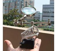 Third Hand Soldering Station | 2 Adjustable Arms with Magnifying Glass | Solder Iron Stand for Electronics Repair/Hobbyists/Model Making | 122x76x65mm Chrome Plated Metal Base