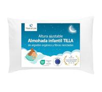 Third of Life Almohada Infantil 40x60 TILLA certificada Oeko-Tex®, Sostenible y Ajustable en Altura, Almohada para niños de algodón orgánico y Relleno Reciclado, Lavable, Cojín cómodo