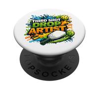 Third Shot Drop Artista Pickleball Player Art PopSockets PopGrip Adhesivo