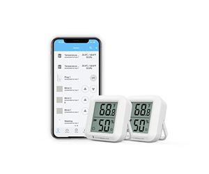 THIRDREALITY Zigbee Sensor de temperatura y humidity 2 paquetes con pantalla LCD digital, ZigBee Hub required registros de aplicaciones, monitoreo remoto, pilas AAA incluidas