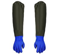 thirei Guantes de Estanque, Guantes Largos de Goma Impermeables, Guantes Gruesos Para el Cuidado del Acuario y del Estanque, Guantes de Jardinería, 70 cm, 1 Par, Azul