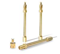 thirei Pack de 3 alargador de válvula de coche, adaptador de válvula de neumático de 10 cm para coche, extensión de válvula de latón para moto, bicicleta, coche, scooter eléctrico (dorado)