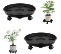 thirei Supports de Pots en Plastique, 2 unités de Support rotatif pour plantes, Support rotatif de 30 cm pour plantes d'extérieur, Avec 8 roues universelles, pour intérieur et extérieur