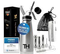 Thiru sifón cocina inox 500 ml con toolbox - sifón para nata montada, espumas y preparaciones calientes - eBook + 5 boquillas inox - compatible con cargas sifón - prueba 100 días