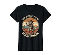 This Actually is My First Rodeo Funny Cowboy Fan Hombres Niños Camiseta gráfica económica, Mujer, Negro, XS