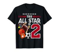This All Star Is 2nd Birthday Sport Lover 2 Year Old B-Day Camiseta