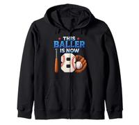 This Baller Is Now 8 Baseball Birthday Sports Theme Party Sudadera con Capucha