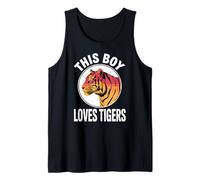 This Boy Loves Tigers, Tigre Retro Sunset para niños y Hombres Camiseta sin Mangas