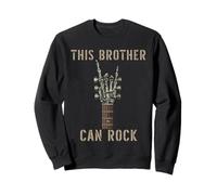 This Brother Can Rock On Skeleton Hand Music Band Guitarra Sudadera