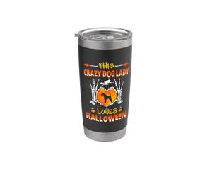 This Crazy Dog Lady Kerry Blue Terrier Loves Halloween Vaso térmico de acero inoxidable de doble pared