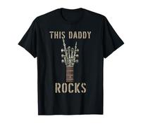 This Daddy Rocks Skeleton Hand Rock Music Band Guitarra Grunge Camiseta