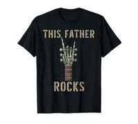 This Father Rocks Skeleton Hand Rock Music Band Guitarra Camiseta