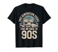 This Generation Sucks Take Me Back To 90s Retro - Camiseta gráfica económica, Hombre, Negro, S