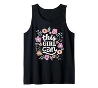 This Girl Can Cute Floral Empowerment Tipografía Camiseta sin Mangas
