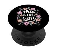 This Girl Can Cute Floral Empowerment Tipografía PopSockets PopGrip Adhesivo