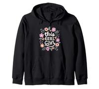This Girl Can Cute Floral Empowerment Tipografía Sudadera con Capucha