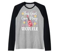 This Girl Can Play Ukelele Music Funny Ukelele Kids Camiseta Manga Raglan