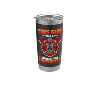 This Girl Has A Smokin' Hot Firefighter Fireman Firefighters Vaso térmico de acero inoxidable de doble pared