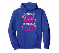 This Girl Is Official 50 Age Old Cumpleaños Niñas Años Sudadera con Capucha, Unisex para Adultos, Azul Real, S