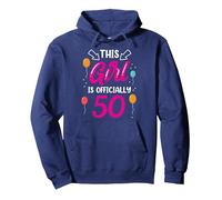 This Girl Is Official 50 Age Old Cumpleaños Niñas Años Sudadera con Capucha, Unisex para Adultos, Azul Marino, XXL