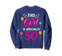 This Girl Is Official 50 Age Old Cumpleaños Niñas Años Sudadera, Unisex para Adultos, Azul Marino, XL