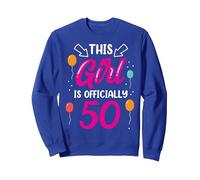 This Girl Is Official 50 Age Old Cumpleaños Niñas Años Sudadera, Unisex para Adultos, Azul Real, M