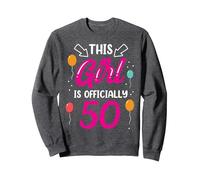 This Girl Is Official 50 Age Old Cumpleaños Niñas Años Sudadera, Unisex para Adultos, Jaspeado Oscuro, XL