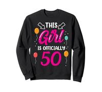 This Girl Is Official 50 Age Old Cumpleaños Niñas Años Sudadera, Unisex para Adultos, Negro, M