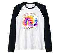 This Girl Loves Her Dachshund Dog Puppy Hippie Tie Dye Camiseta Manga Raglan