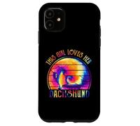 This Girl Loves Her Dachshund Dog Puppy Hippie Tie Dye Carcasa para iPhone 11