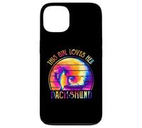This Girl Loves Her Dachshund Dog Puppy Hippie Tie Dye Carcasa para iPhone 13