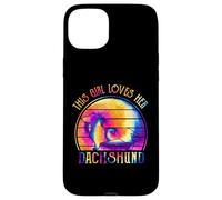 This Girl Loves Her Dachshund Dog Puppy Hippie Tie Dye Carcasa para iPhone 15 Plus