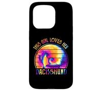 This Girl Loves Her Dachshund Dog Puppy Hippie Tie Dye Carcasa para iPhone 15 Pro