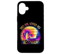 This Girl Loves Her Dachshund Dog Puppy Hippie Tie Dye Carcasa para iPhone 16 Plus