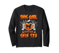 This Girl Loves Her Shih Tzu Dog Funny Halloween Costume Manga Larga