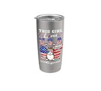 This Girl Loves USA and Her Aegean Cat 4th of July Patriotic Vaso térmico de acero inoxidable de doble pared