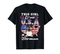 This Girl Loves USA and Her Birman Cat 4th of July Patriotic Camiseta