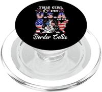 This Girl Loves USA and Her Dog 4th of July Border Collie PopSockets PopGrip para MagSafe