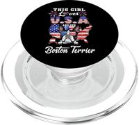This Girl Loves USA and Her Dog 4th of July Boston Terrier PopSockets PopGrip para MagSafe