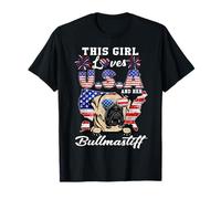 This Girl Loves USA and Her Dog 4th of July Bullmastiff Dog Camiseta
