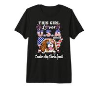This Girl Loves USA and Her Dog 4th of July Cavalier Lover Camiseta Premium