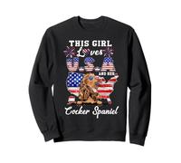 This Girl Loves USA and Her Dog 4th of July Cocker Spaniel Sudadera
