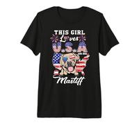 This Girl Loves USA and Her Dog 4th of July English Mastiff Camiseta Premium