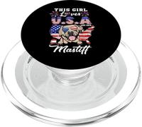 This Girl Loves USA and Her Dog 4th of July English Mastiff PopSockets PopGrip para MagSafe