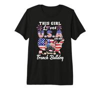 This Girl Loves USA and Her Dog 4th of July French Bulldog Camiseta Premium