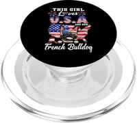 This Girl Loves USA and Her Dog 4th of July French Bulldog PopSockets PopGrip para MagSafe