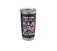 This Girl Loves USA and Her Dog 4th of July French Bulldog Vaso térmico de acero inoxidable de doble pared